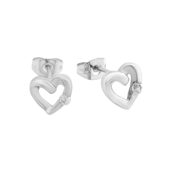 Heart-Shaped Earrings with CZ Stone - Elegant Sterling Silver Jewelry for Women - Image 3