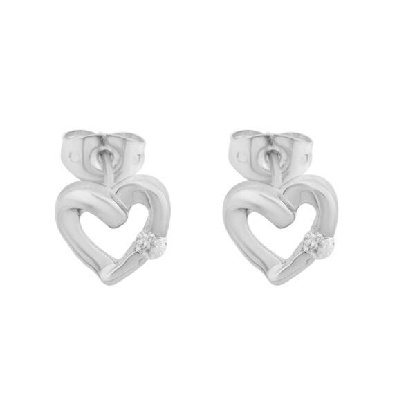 Heart-Shaped Earrings with CZ Stone - Elegant Sterling Silver Jewelry for Women