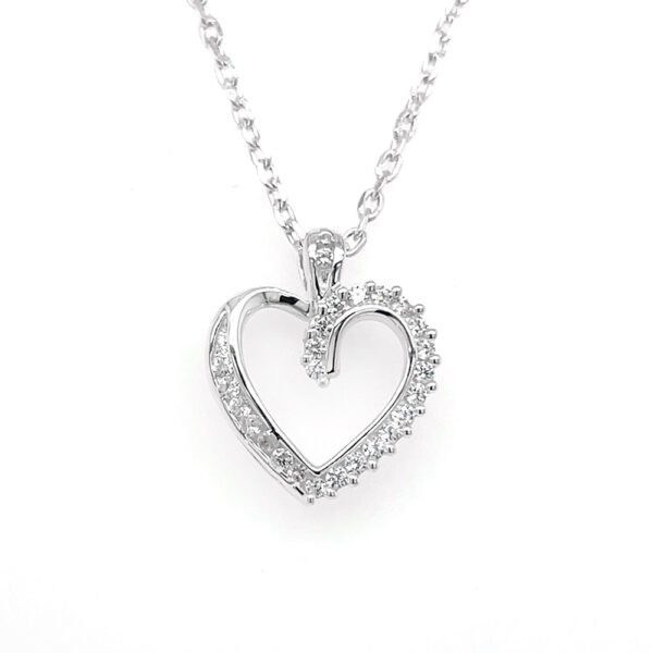 925 Sterling Silver Heart Pendant with CZ Stones – Elegant and Sparkling Design Love Peednant