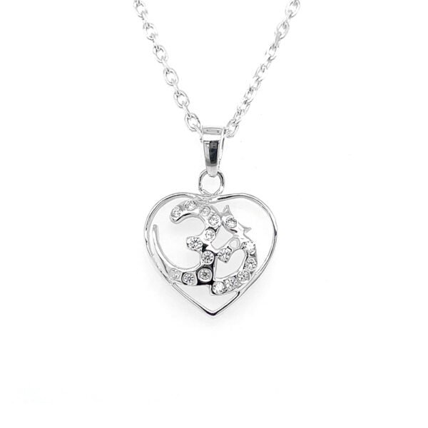 925 Sterling Silver Om Pendant Necklace - Heart-Shaped Spiritual Jewelry for Women