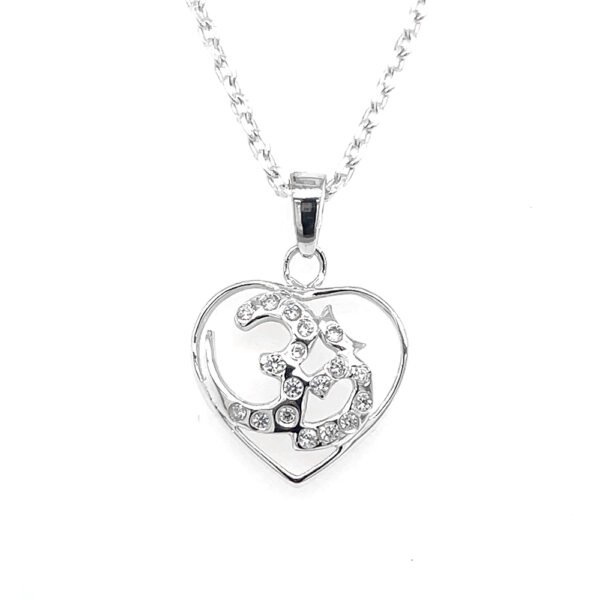 925 Sterling Silver Om Pendant Necklace - Heart-Shaped Spiritual Jewelry for Women - Image 5