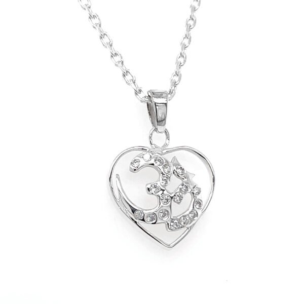 925 Sterling Silver Om Pendant Necklace - Heart-Shaped Spiritual Jewelry for Women - Image 3