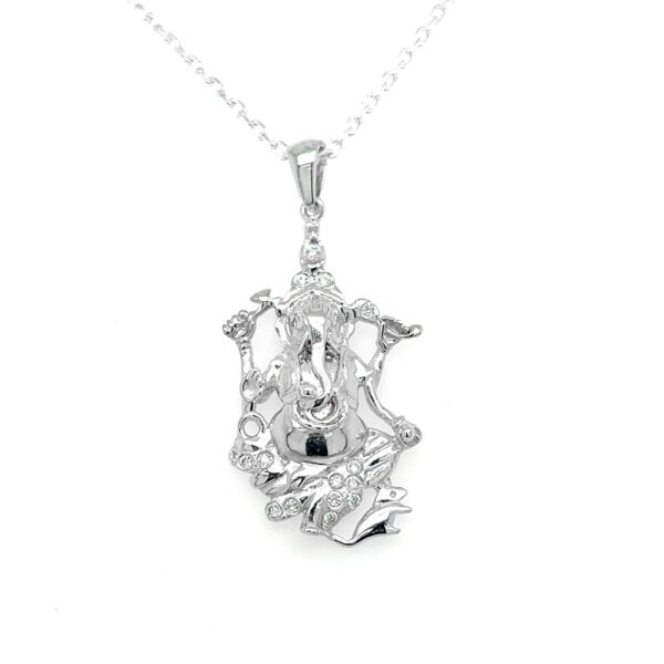 925 Sterling Silver Lord Ganesha Pendant with CZ Stones – Elegant Hindu God Jewelry for Men & Women - Image 3