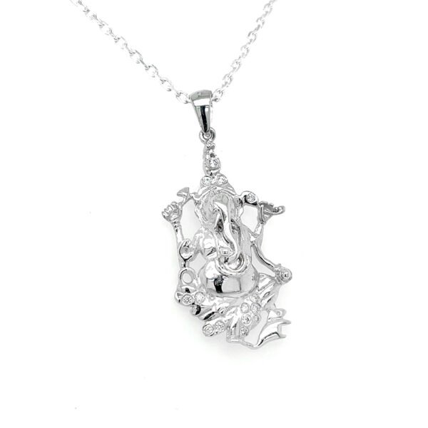 925 Sterling Silver Lord Ganesha Pendant with CZ Stones – Elegant Hindu God Jewelry for Men & Women - Image 2