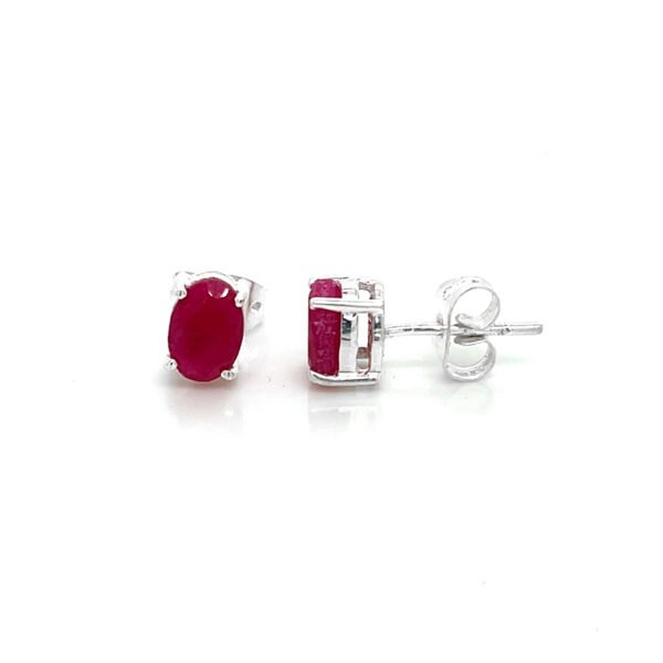 Elegant Red Stone Silver Plated Brass Stud Earrings – Chic & Timeless Jewelry for Every Occasion