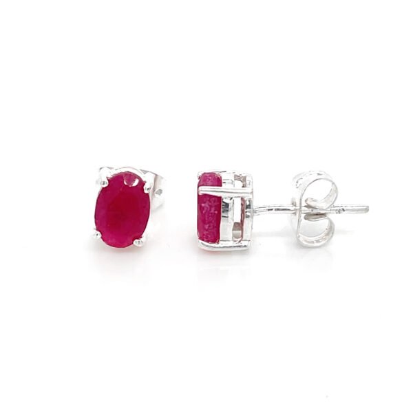 Elegant Red Stone Silver Plated Brass Stud Earrings – Chic & Timeless Jewelry for Every Occasion - Image 7