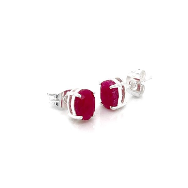 Elegant Red Stone Silver Plated Brass Stud Earrings – Chic & Timeless Jewelry for Every Occasion - Image 6