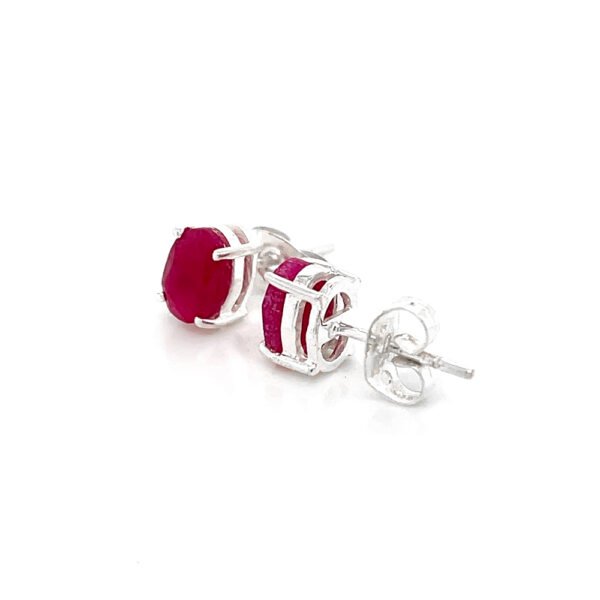 Elegant Red Stone Silver Plated Brass Stud Earrings – Chic & Timeless Jewelry for Every Occasion - Image 5