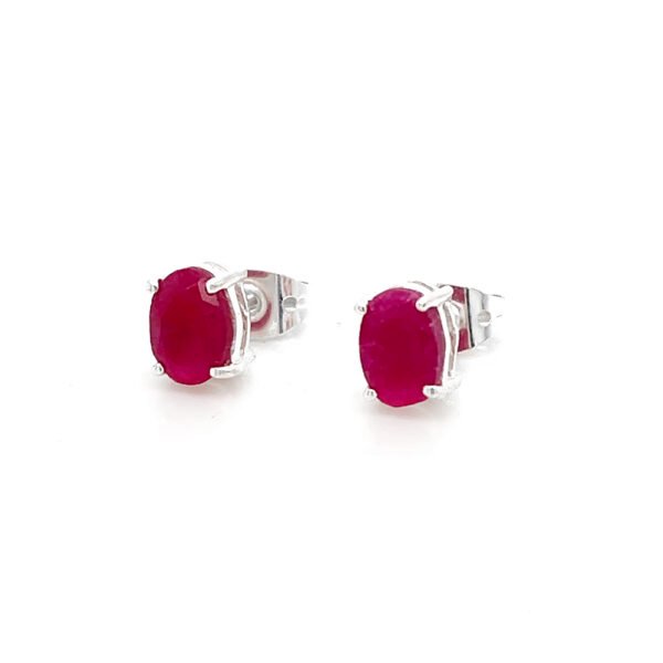 Elegant Red Stone Silver Plated Brass Stud Earrings – Chic & Timeless Jewelry for Every Occasion - Image 4