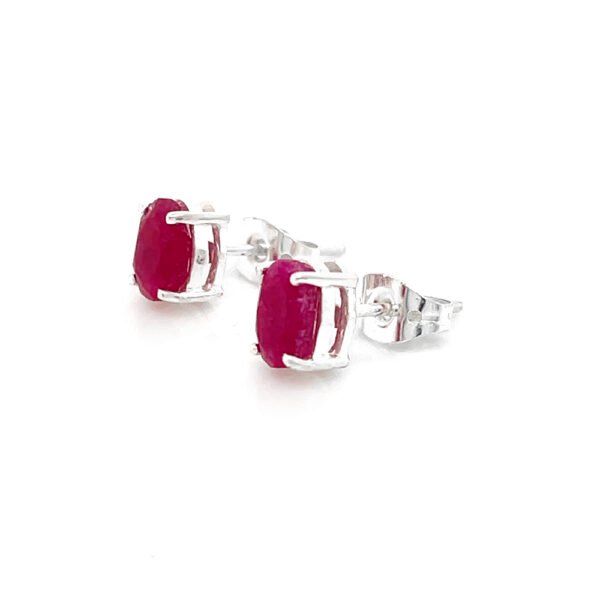 Elegant Red Stone Silver Plated Brass Stud Earrings – Chic & Timeless Jewelry for Every Occasion - Image 3