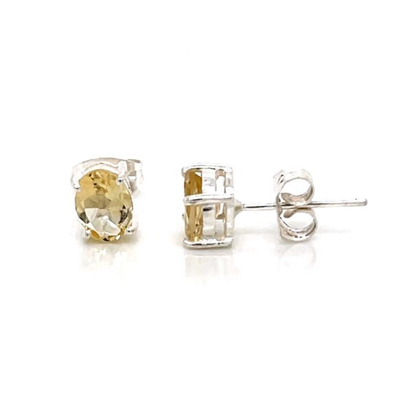 Silver-Plated Brass Stud Earrings with Vibrant Yellow Stone – Stylish & Elegant Accessory