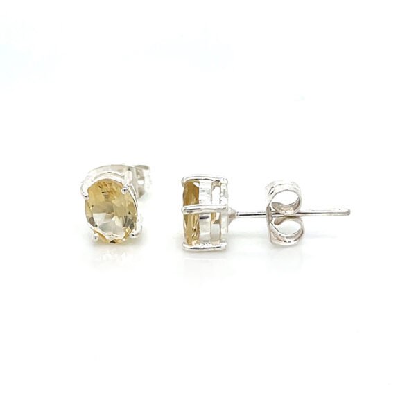 Silver-Plated Brass Stud Earrings with Vibrant Yellow Stone – Stylish & Elegant Accessory - Image 6