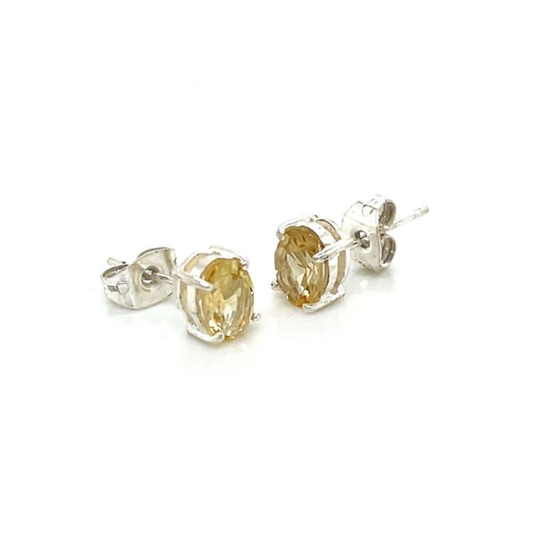 Silver-Plated Brass Stud Earrings with Vibrant Yellow Stone – Stylish & Elegant Accessory - Image 5