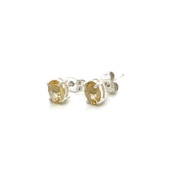 Silver-Plated Brass Stud Earrings with Vibrant Yellow Stone – Stylish & Elegant Accessory - Image 3