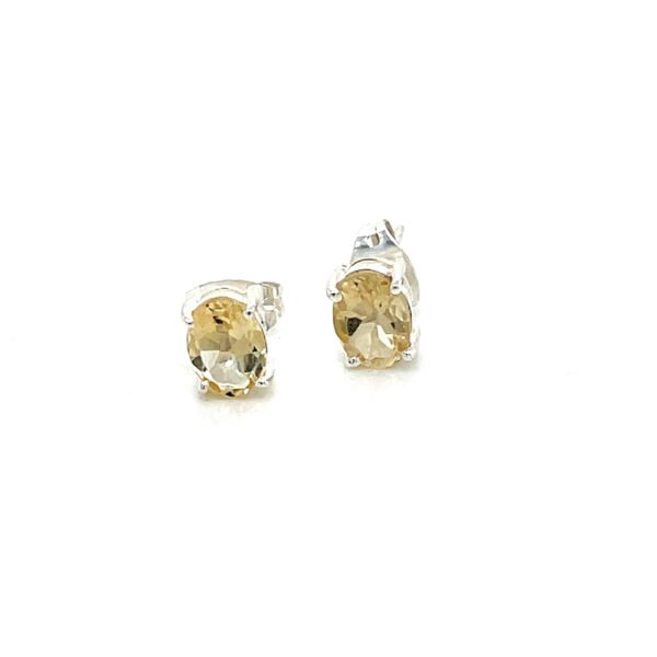 Silver-Plated Brass Stud Earrings with Vibrant Yellow Stone – Stylish & Elegant Accessory - Image 2