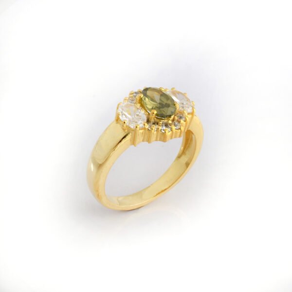 Exquisite Gold-Plated Brass Ring with Sparkling Stones