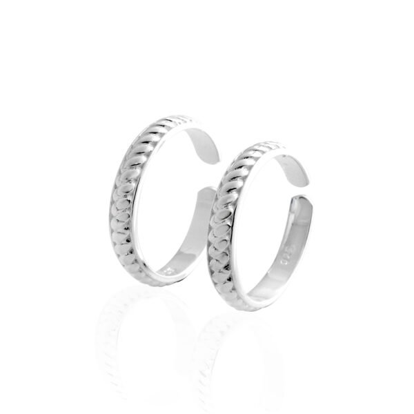 Sterling Silver Adjustable Toe Rings, Textured Design, Set of 2 925 Sterling Silver Adjustable Traditional Toe Rings – Set of 2, Elegant & Comfortable for Women